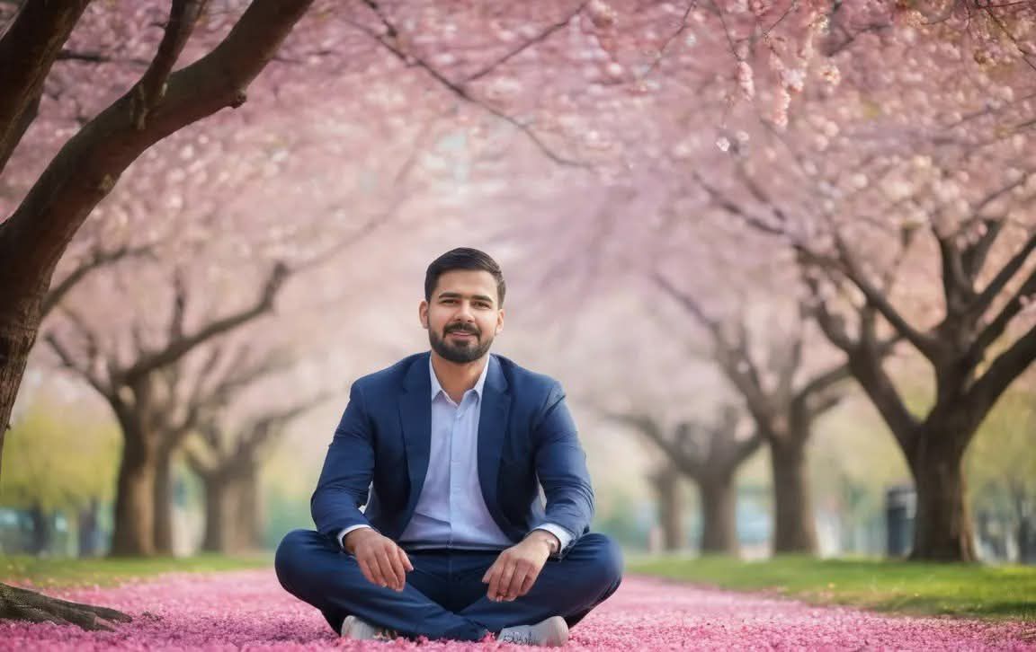 Rizwan Saleem sitting in a London park